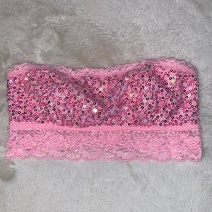 XS Victoria’s Secret PINK bling sequin bandeau bralette strapless